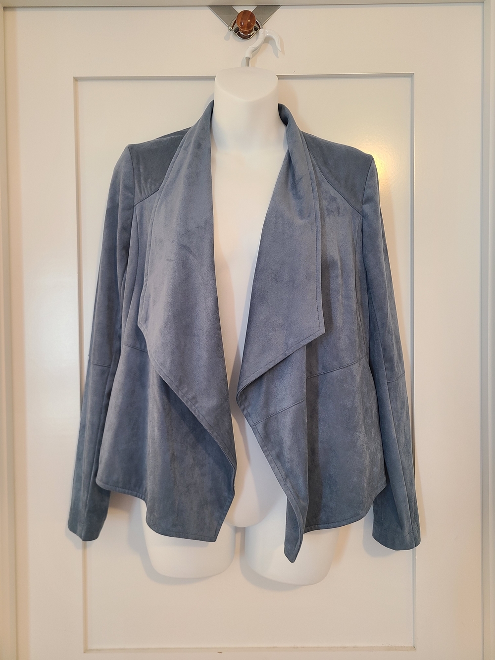 BB Dakota Slate Blue Drape Faux Suede Jacket